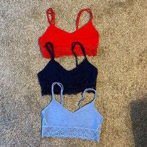 Medium Aerie ribbed cotton lace bralettes